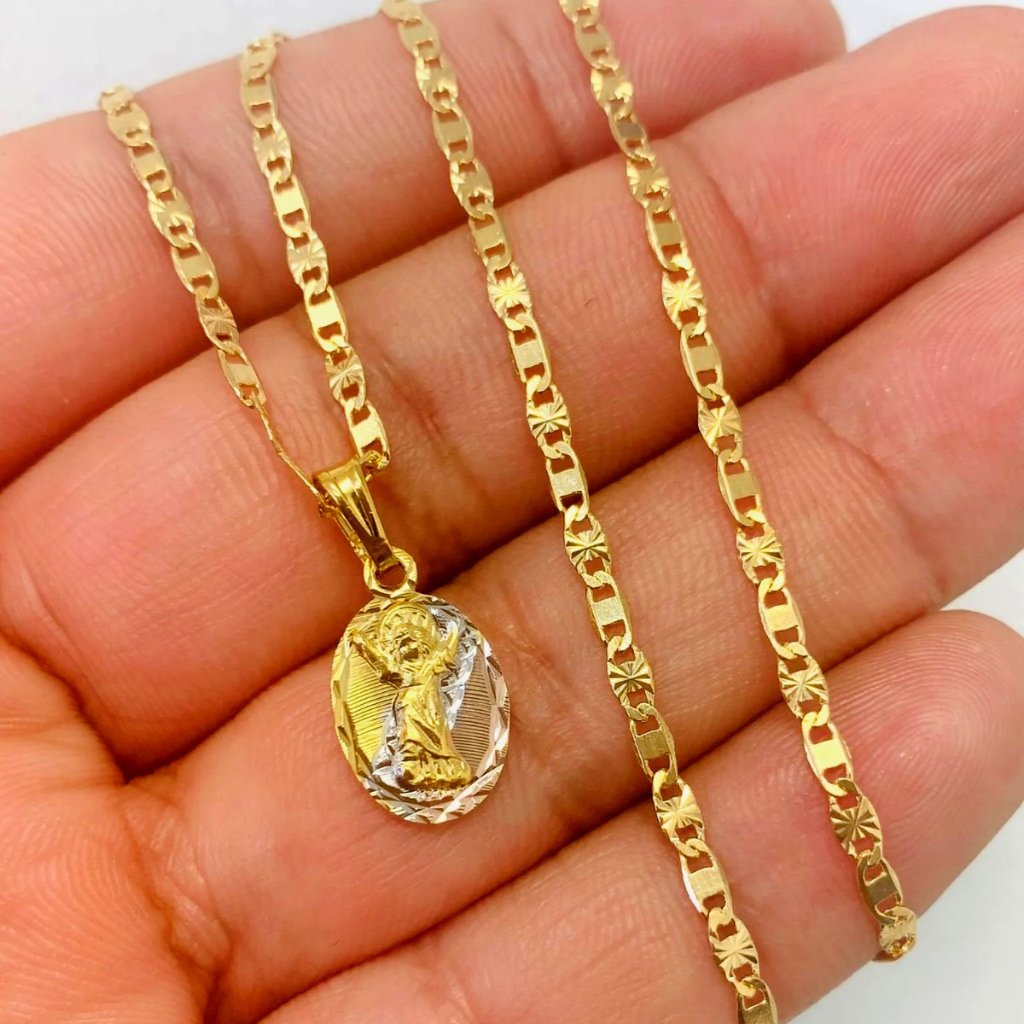 Divino Nino Pendant Tri Color 14k Gf Necklace 16